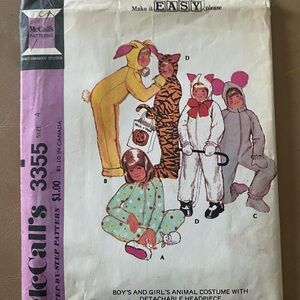 McCall's Kids Animal Costume Pattern